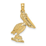 Ladda upp bild till gallerivisning, 14k Yellow Gold Pelican Bird Moveable Mouth 3D Pendant Charm