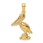 Ladda upp bild till gallerivisning, 14k Yellow Gold Pelican Bird Moveable Mouth 3D Pendant Charm