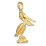Ladda upp bild till gallerivisning, 14k Yellow Gold Pelican Bird Moveable Mouth 3D Pendant Charm