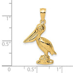 Ladda upp bild till gallerivisning, 14k Yellow Gold Pelican Bird Moveable Mouth 3D Pendant Charm