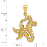 Load image into Gallery viewer, 14k Yellow Gold Seahorse Starfish Pendant Charm