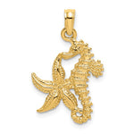 Load image into Gallery viewer, 14k Yellow Gold Seahorse Starfish Pendant Charm
