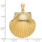 Load image into Gallery viewer, 14k Yellow Gold Seashell Scallop Shell Clamshell 3D Pendant Charm