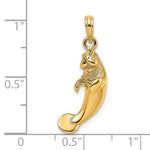 Lataa kuva Galleria-katseluun, 14k Yellow Gold Manatee 3D Pendant Charm