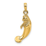Lataa kuva Galleria-katseluun, 14k Yellow Gold Manatee 3D Pendant Charm