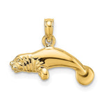 Carica l'immagine nel visualizzatore di Gallery, 14k Yellow Gold Manatee 3D Pendant Charm