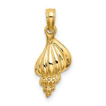 Cargar imagen en el visor de la galería, 14k Yellow Gold Conch Shell Seashell 3D Small Pendant Charm
