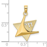 Load image into Gallery viewer, 14k Yellow White Gold Two Tone Star of David Chai Symbol Pendant Charm