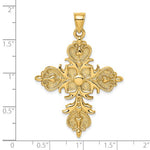 Kép betöltése a galériamegjelenítőbe: 14k Yellow Gold Fleur de Lis Cross Large Pendant Charm