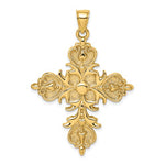 Kép betöltése a galériamegjelenítőbe: 14k Yellow Gold Fleur de Lis Cross Large Pendant Charm