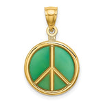Afbeelding in Gallery-weergave laden, 14k Yellow Gold Enamel Peace Sign Symbol 3D Pendant Charm