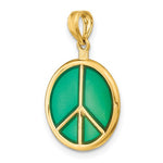Afbeelding in Gallery-weergave laden, 14k Yellow Gold Enamel Peace Sign Symbol 3D Pendant Charm