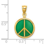 Afbeelding in Gallery-weergave laden, 14k Yellow Gold Enamel Peace Sign Symbol 3D Pendant Charm
