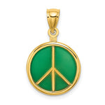 Afbeelding in Gallery-weergave laden, 14k Yellow Gold Enamel Peace Sign Symbol 3D Pendant Charm