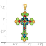 Ladda upp bild till gallerivisning, 14k Yellow Gold Enamel Multi Color Cross Pendant Charm