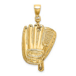 Załaduj obraz do przeglądarki galerii, 14k Yellow Gold Baseball Bat Glove 3D Large Pendant Charm