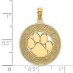 Charger l'image dans la galerie, 14k Yellow Gold Alaska Bear Paw Print Circle Round Pendant Charm