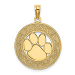 Charger l'image dans la galerie, 14k Yellow Gold Alaska Bear Paw Print Circle Round Pendant Charm