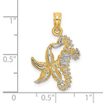 Load image into Gallery viewer, 14k Yellow Gold and Rhodium Seahorse Starfish Pendant Charm