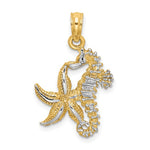 Load image into Gallery viewer, 14k Yellow Gold and Rhodium Seahorse Starfish Pendant Charm