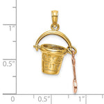 Load image into Gallery viewer, 14k Yellow Rose Gold Ocean City NJ New Jersey Beach Bucket Pail Shovel 3D Pendant Charm