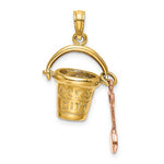 Load image into Gallery viewer, 14k Yellow Rose Gold Ocean City NJ New Jersey Beach Bucket Pail Shovel 3D Pendant Charm