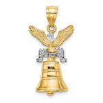 Lataa kuva Galleria-katseluun, 14k Yellow White Gold Two Tone Liberty Bell Philadelphia PA Pennsylvania Pendant Charm
