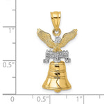 Lataa kuva Galleria-katseluun, 14k Yellow White Gold Two Tone Liberty Bell Philadelphia PA Pennsylvania Pendant Charm