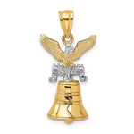 Lataa kuva Galleria-katseluun, 14k Yellow White Gold Two Tone Liberty Bell Philadelphia PA Pennsylvania Pendant Charm