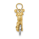 Load image into Gallery viewer, 14k Yellow White Gold Two Tone Motorcycle Moveable 3D Pendant Charm