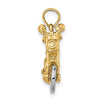 Load image into Gallery viewer, 14k Yellow White Gold Two Tone Motorcycle Moveable 3D Pendant Charm

