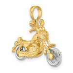 Load image into Gallery viewer, 14k Yellow White Gold Two Tone Motorcycle Moveable 3D Pendant Charm