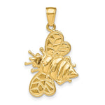 將圖片載入圖庫檢視器 14k Yellow Gold and Rhodium Two Tone Bee Bumblebee 3D Pendant Charm