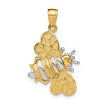 將圖片載入圖庫檢視器 14k Yellow Gold and Rhodium Two Tone Bee Bumblebee 3D Pendant Charm
