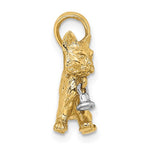 画像をギャラリービューアに読み込む, 14k Yellow White Gold Two Tone Cat with Dangling Bell 3D Pendant Charm