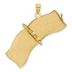 Indlæs billede til gallerivisning 14k Yellow Gold and Rhodium USA American Flag Book Pledge of Allegiance 3D Reversible Opens Pendant Charm