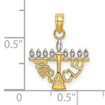 Load image into Gallery viewer, 14K Yellow Gold and Rhodium Menorah Miracle Pendant Charm