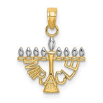 Load image into Gallery viewer, 14K Yellow Gold and Rhodium Menorah Miracle Pendant Charm