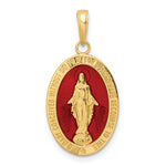 Lataa kuva Galleria-katseluun, 14k Yellow Gold Enamel Blessed Virgin Mary Miraculous Medal Oval Pendant Charm
