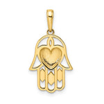 Kép betöltése a galériamegjelenítőbe: 14K Yellow Gold and Rhodium Hamsa Chamseh Heart Pendant Charm