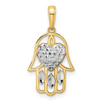 Kép betöltése a galériamegjelenítőbe: 14K Yellow Gold and Rhodium Hamsa Chamseh Heart Pendant Charm