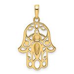 Kép betöltése a galériamegjelenítőbe: 14K Yellow Gold and Rhodium Hamsa Chamseh Pendant Charm