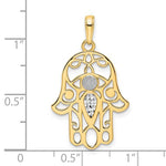 Kép betöltése a galériamegjelenítőbe: 14K Yellow Gold and Rhodium Hamsa Chamseh Pendant Charm
