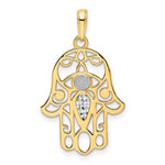 Kép betöltése a galériamegjelenítőbe: 14K Yellow Gold and Rhodium Hamsa Chamseh Pendant Charm