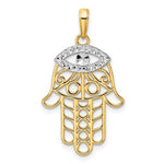 Ladda upp bild till gallerivisning, 14K Yellow Gold and Rhodium Hamsa Chamseh Pendant Charm