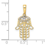 Kép betöltése a galériamegjelenítőbe: 14K Yellow Gold and Rhodium Hamsa Chamseh Pendant Charm