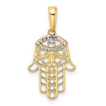 Kép betöltése a galériamegjelenítőbe: 14K Yellow Gold and Rhodium Hamsa Chamseh Pendant Charm