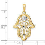Cargar imagen en el visor de la galería, 14K Yellow Gold and Rhodium Hamsa Chamseh Pendant Charm