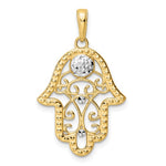 Cargar imagen en el visor de la galería, 14K Yellow Gold and Rhodium Hamsa Chamseh Pendant Charm