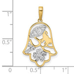 Kép betöltése a galériamegjelenítőbe: 14K Yellow Gold and Rhodium Hamsa Chamseh Pendant Charm